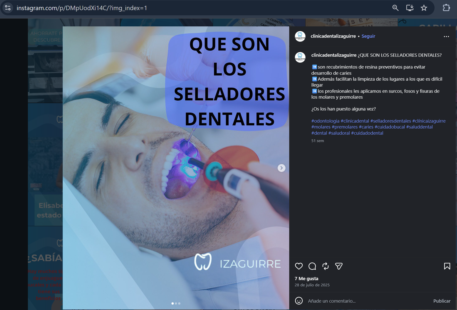 Publicación tras mi gestión · Selladores dentales