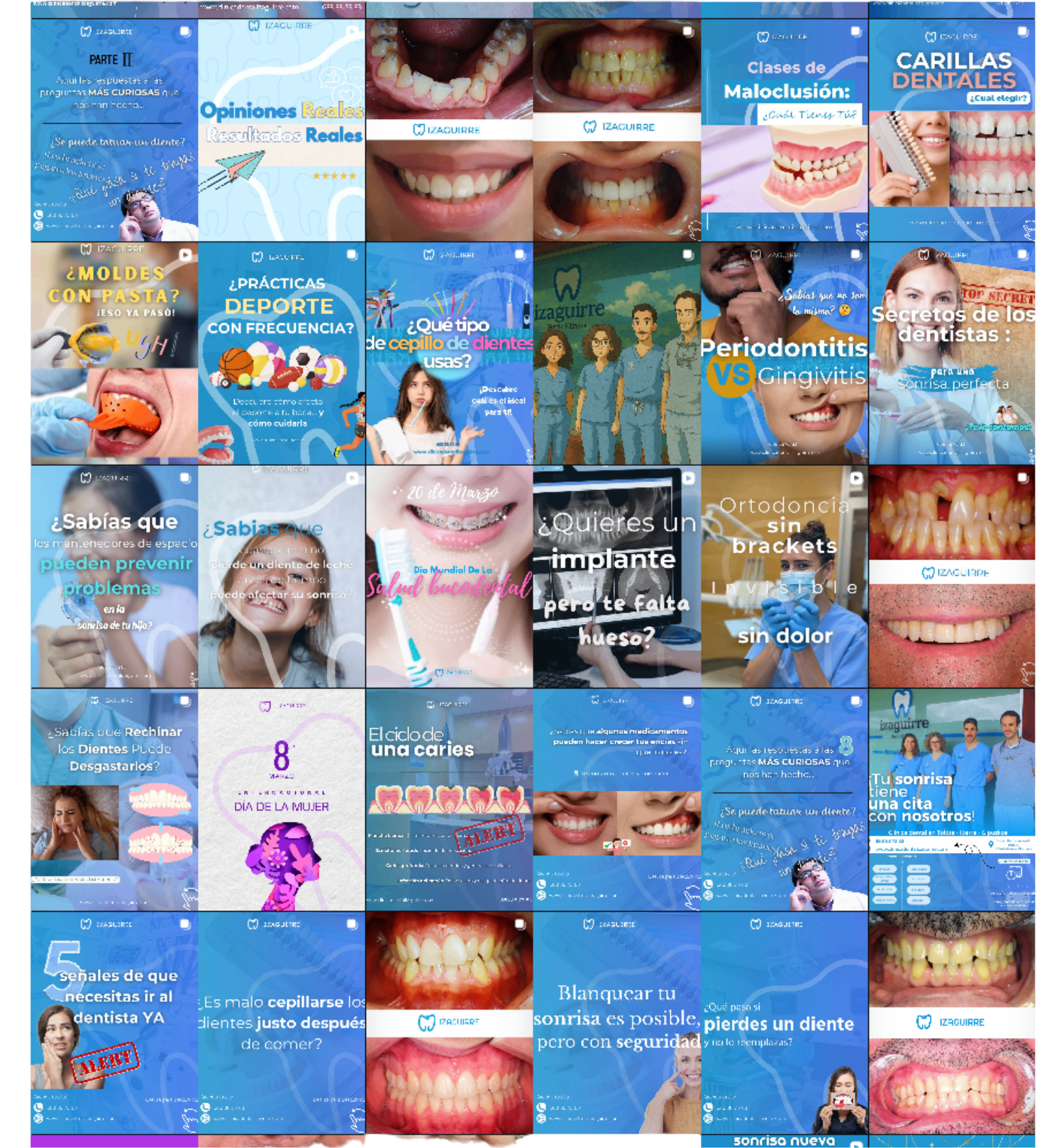 Vista del feed de Instagram de Clínica Dental Izaguirre durante mi gestión